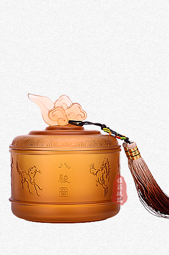 八骏图茶叶罐(琉璃款)